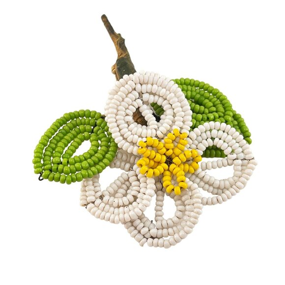 Hand wired Seed Bead Floral Flower Bouquet Beaded Vintage Pin Brooch - Picture 1 of 7